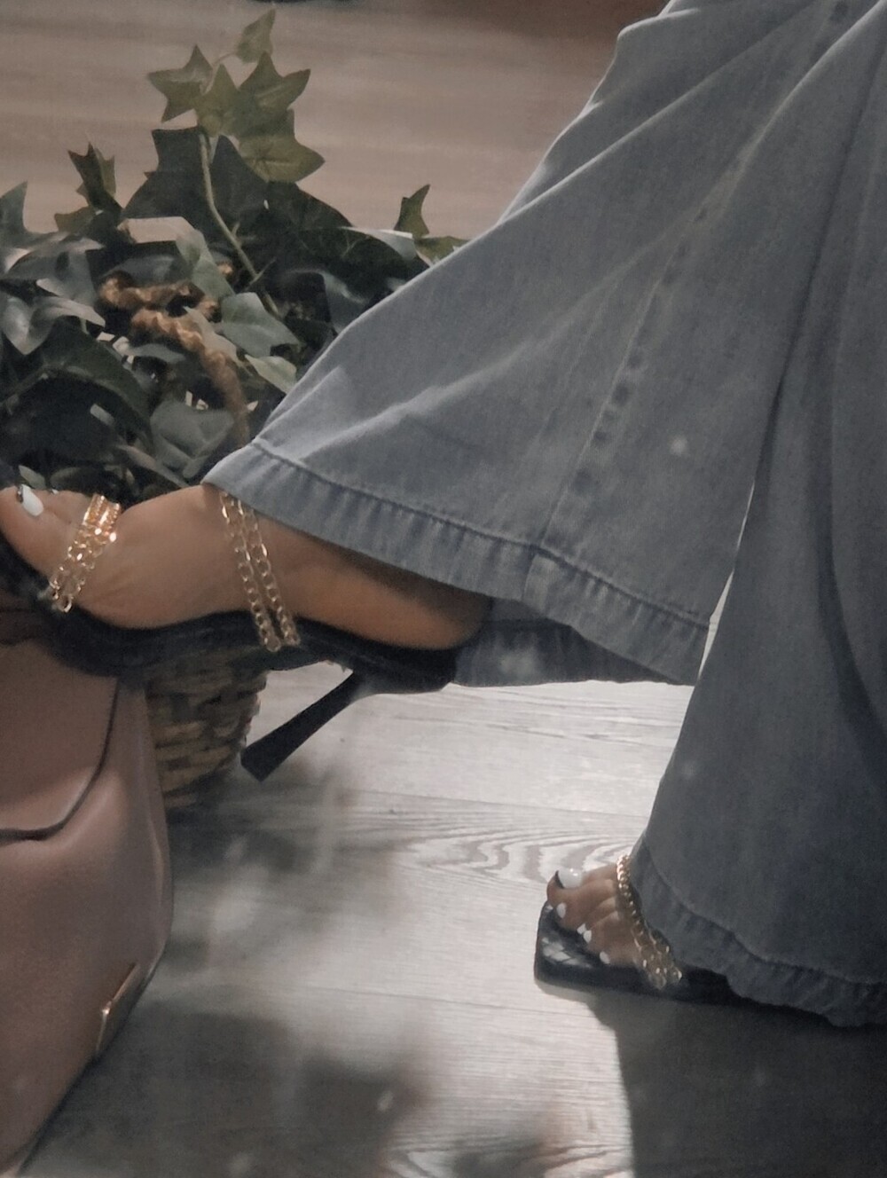 Women's Gold Chain Slide Stiletto Heels